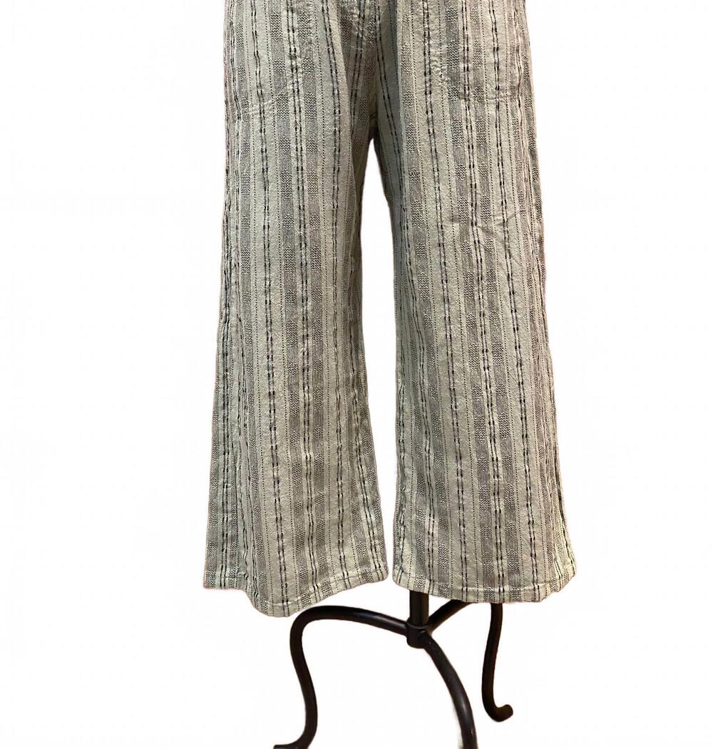 NEW CUT LOOSE women's easy crop linen stripe pants in balsam